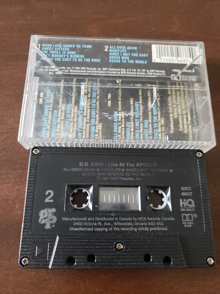 BB King Live At The Apollo Cassette Tape 1991 GRP Records - Image 2 of 2