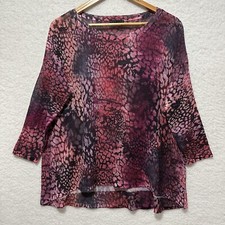 Nally & Millie Purple Pink Animal Print Relaxed Fit Tunic Top One Size USA Made