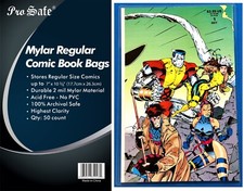 200 Mylar Comic Bags Clear Sleeves Backer Boards Regular Size 2 Mil Acid Free