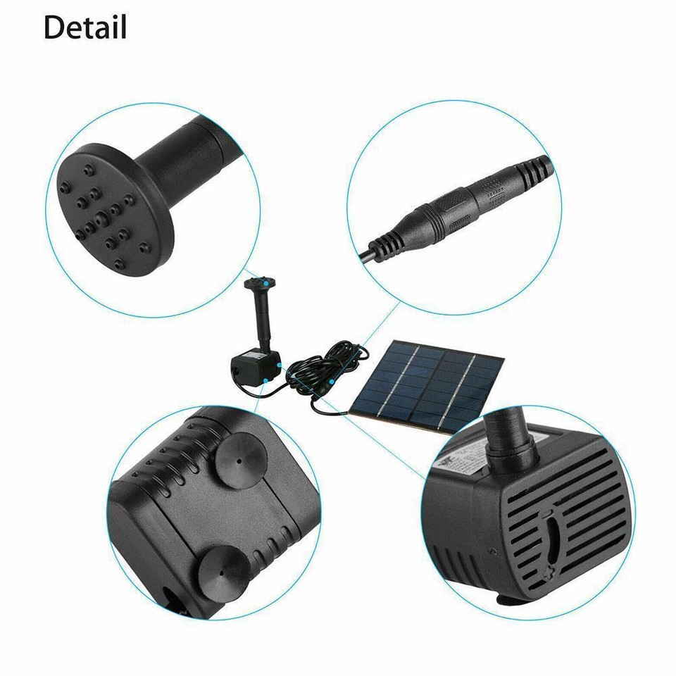 Solar Water Panel Power Fountain Pump Kit Pool Garden Pond Watering Submersible - Foto 5