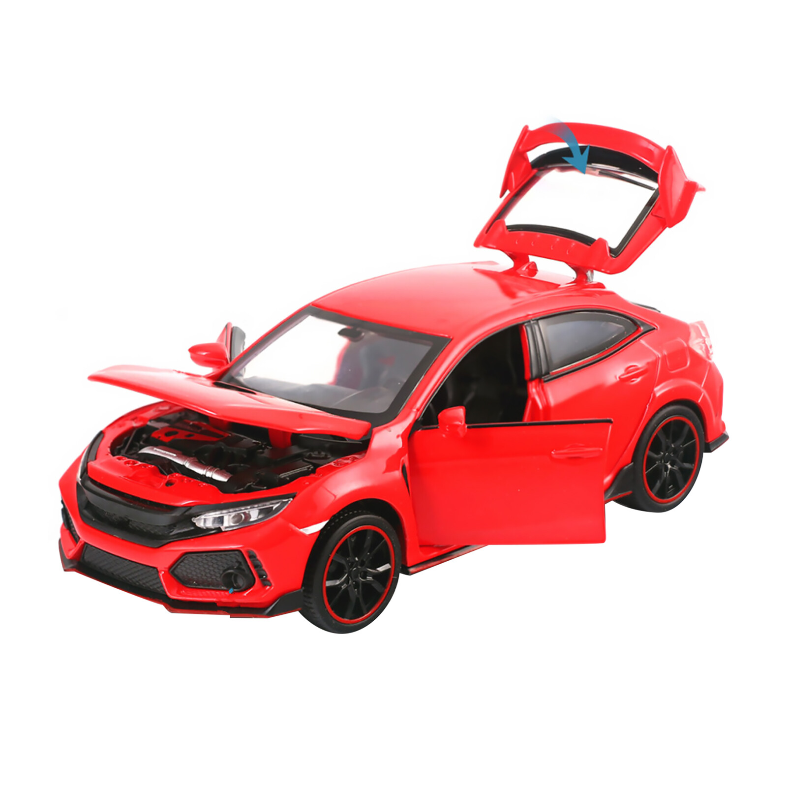 Honda Civic Type R 1/32 Scale Red Alloy Diecast Model Car Toy Collection