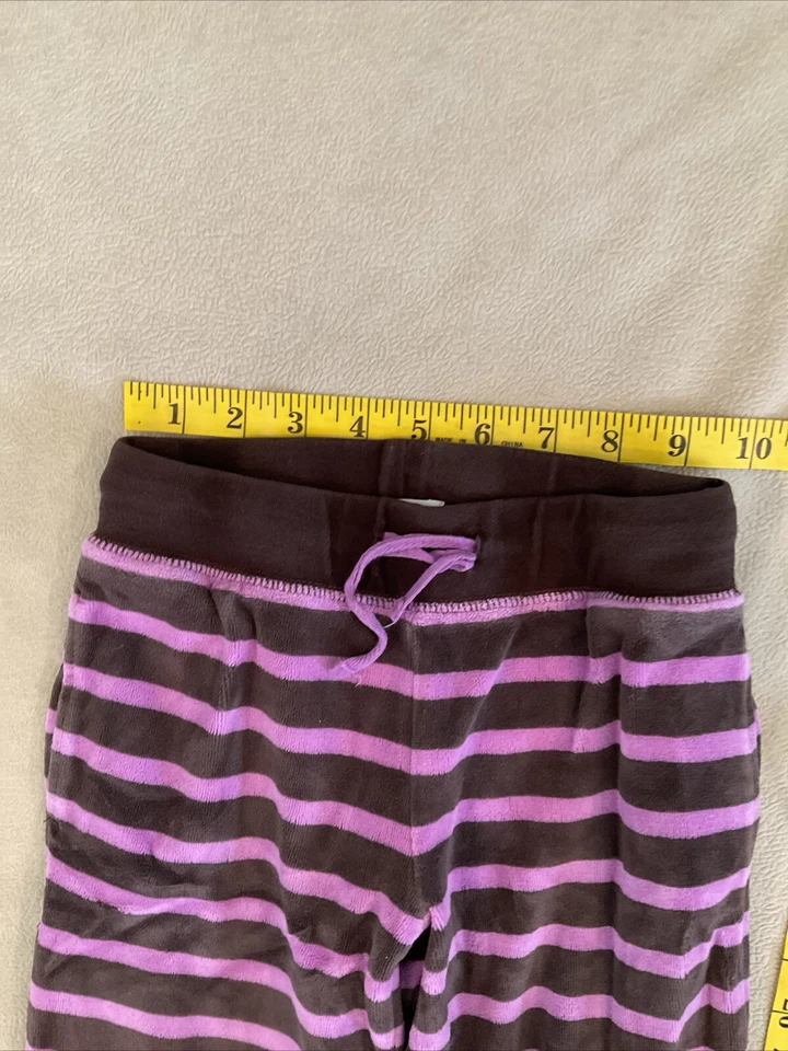 Mini Boden 7 Girls Velour Stripe Pants Pink Brown - Image 4 of 4