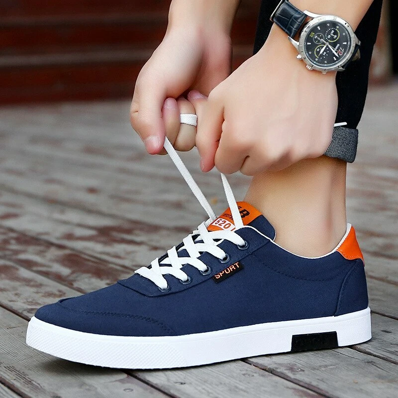 Zapatos De Lona Casual Para Hombres Zapatillas 2 Colores Moda Elegante | eBay