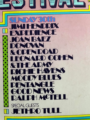 Isle Of Wight 1970 Festival Poster 2nd Printing Jimi Hendrix The DOORS CHICAGO - Bild 5 von 6