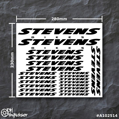 Stevens Set Ricami Nero Opaco – Adesivi Per Telaio Bici EBike MTB BMX (22 Pezzi)