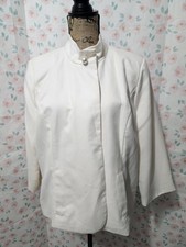 SAG HARBOR, WOMEN'S NEW IVORY POLY 3/4 SLEEVED ONE BUTTON LINED BLAZER, SIZE L