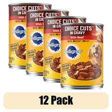 12 Pack Pedigree Choice Cuts Gravy Beef Adult Canned Soft Wet Dog Food 22oz 1.50 per gallon