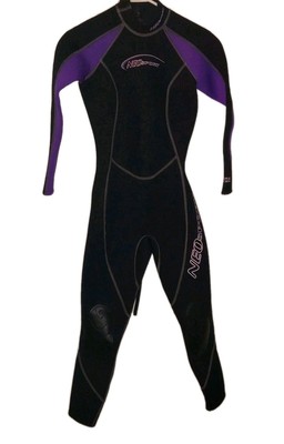 Neosport Womens Full Dive Wetsuit Sz 4 Surf Scuba Suit 3/2mm  Black Purple