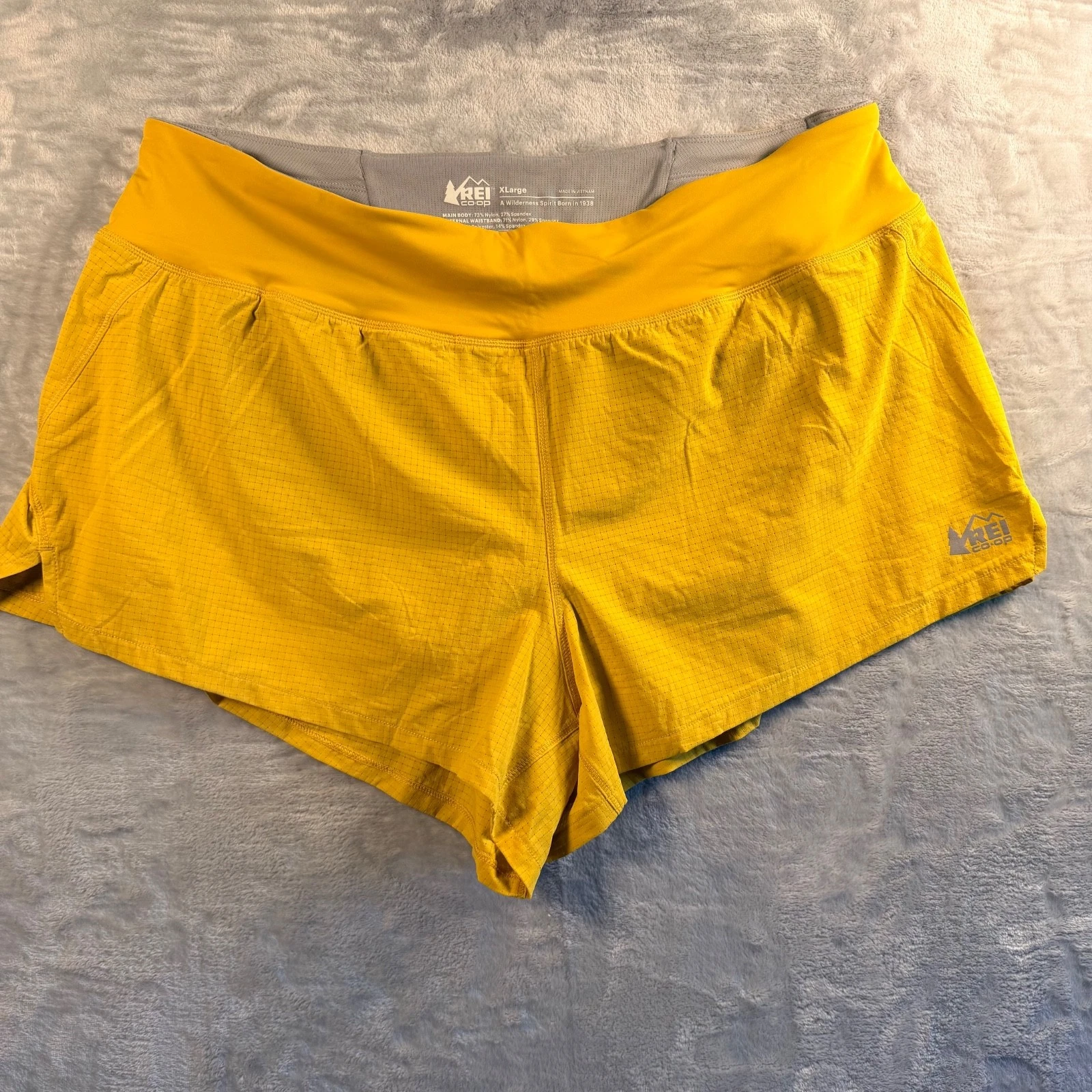 REI Co-op Swiftland Running Shorts Womens XL Yellow Performance Athletic Trail