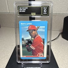 Fleer 1987 Glossy Barry Larkin Rookie GMA Gem Mint 10 Cincinnati Reds Card #204. rookie card picture