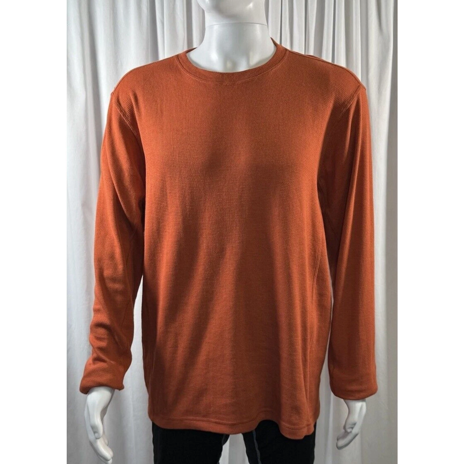 Magellan Outdoors Henley Long Sleeve Thermal Burnt Orange L camping 77-40