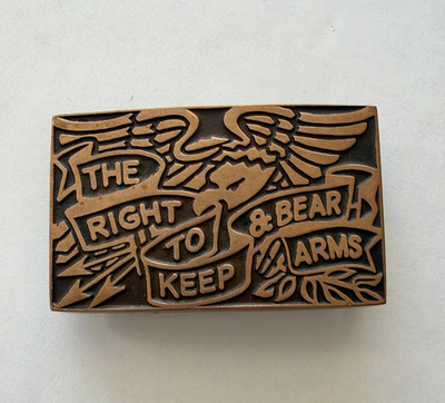 Vintage ''The Right To Keep And Bear Arms''  Solid Brass Belt Buckle Eagle Design