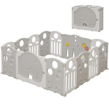 14-Panel Foldable Baby Playpen with Sensory Panel, Indoor/Outdoor Activity Cente
