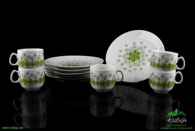 Sammeltasse Scherzer Bavaria Frühstücksset 6 Teller & 5 Tassen Blumen Motiv