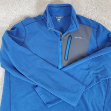 Eddie Bauer Men's 1/4 Zip Pullover Size TL Large Tall Blue Fleece Long Sleeve