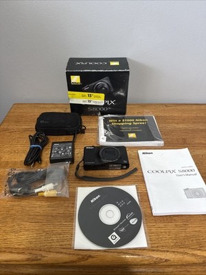 Nikon COOLPIX S8000 Digital Camera 14.2MP 10x Optical Zoom With Accessories. 
