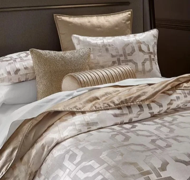 Hotel Collection "Fresco" 5 Piece Queen Duvet Set W/ Shams & Euro's, Gold, NWOT - Image 3 of 4