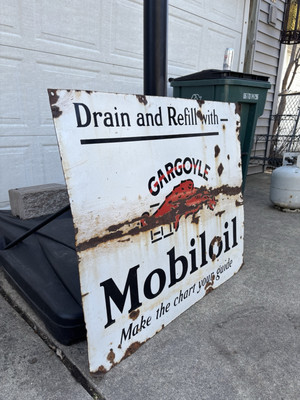 Mobile oil Gargoyle ヴィンテージ　看板 1930's Original!! Antique Rare Mobil Oil “drain And Refill