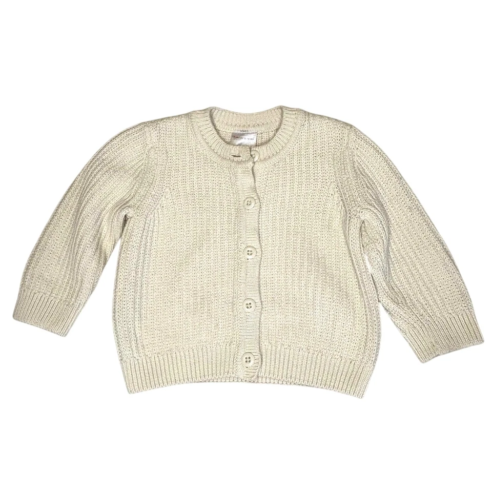 Hanna Andersson Shaker Strickjacke Baby 12-18M creme Bio Baumwolle Knopfleiste