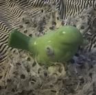 Vintage Fenton Glossy Green  Ceramic Bird Figurine