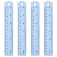 4 StüCk Gerade Lineale 15Cm Metrisch Sae Aluminium Lineale Mit Loch Hellblau