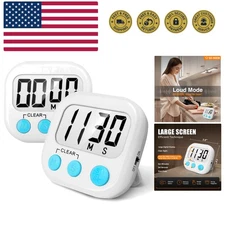 Loud Alarm Digital Kitchen Timer Duo - Perfect for Baking & Cooking - 2 Pack