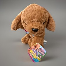 New Barbie Great Puppy Adventure Plush Brown Dog Pink Collar Bow Stuffed Toy 6  