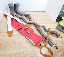 L.L. Bean Red Suspenders Leather Fasteners Long, Extra Pair of Honcho's, 1/8