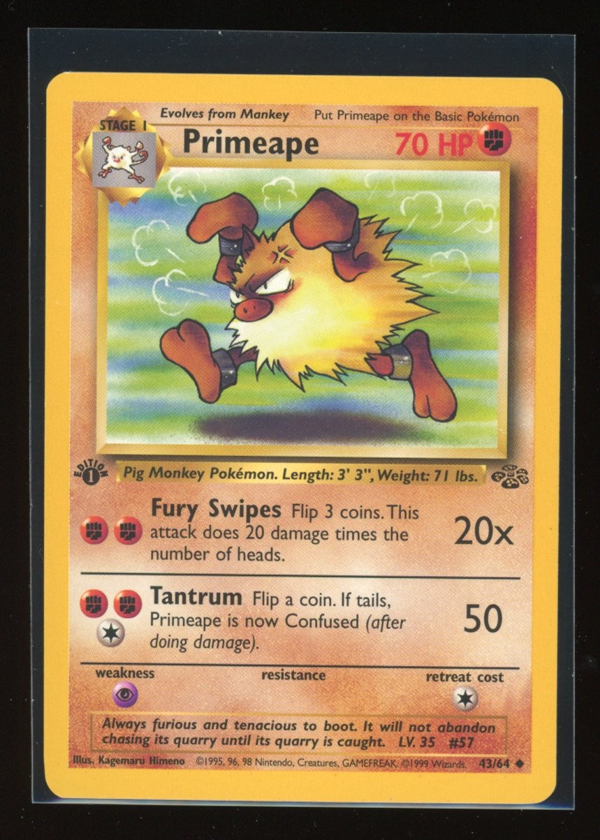 NM Primeape 43/64 Uncommon Jungle Pokemon 1st Edition