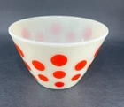 Vtg Fire King Oven Ware Milk Glass Red Polka Dot Small 6.5 Mixing Nesting Bowl