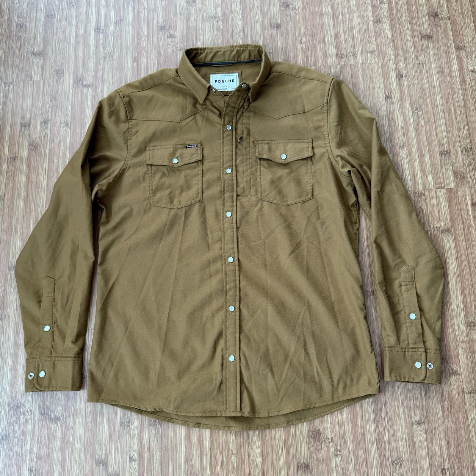 Poncho LS Button Up Shirt Men Large Stretch Twill Pearl Snap Slim Fit Brown
Opens in a new window or