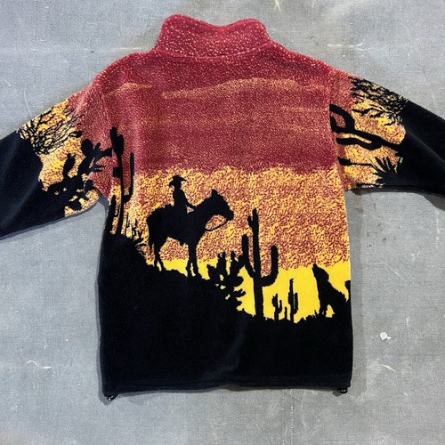 Vintage 90s Black Mountain Jacket Cowboy Horse Arizona Cactus USA Deep Pile S - Bild 6 von 8