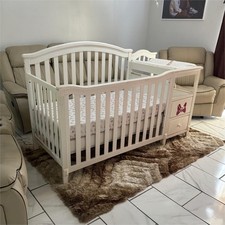 White Convertible Crib with Attached Changing Table, Standard Size