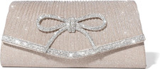 Bow Evening Bag Sparkly Clutch Purses for Women Wedding Glitter Rhinestone Party