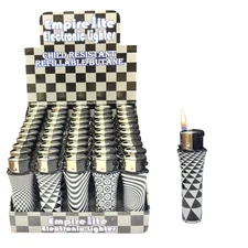50PACK Disposable Classic Cigarette Butane Lighters Black and white gingham gift