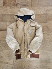 VTG Carhartt Hooded Jacket Mens XL Detroit Lined Work Jacket Coat Faded USA