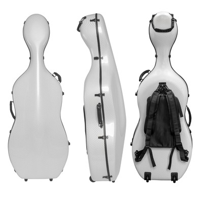 Polycarbonate Cello Case - Light 8.5lb Wheels, Bow Pockets - White - CP-7001
