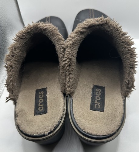 Crocs Cobbler 11552 Women's Black Brown Faux Fur Slip On Mule Clog Shoes Size 9 - Picture 6 of 6