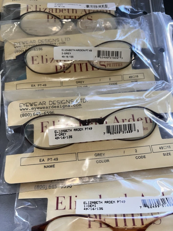 LOTE X 10 armações de óculos Elizabeth Arden Petite PT-49 cinza Demi 47-16-130 novo com etiquetas! - Imagem 3 de 4