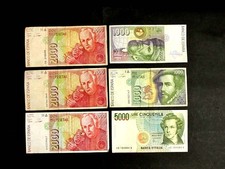 Set Of 6x Banknotes Set 5x Spanish & 1 Italian. 1985, 1992