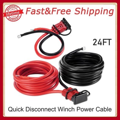 US Quick Disconnect Winch Power Cable Set,  2 Gauge 2 AWG Wiring 24FT - Upgraded