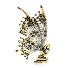 Vintage Art Nouveau Fairy Nymph Pendant Butterfly Brooch Shawl Pin Jewelry 2025