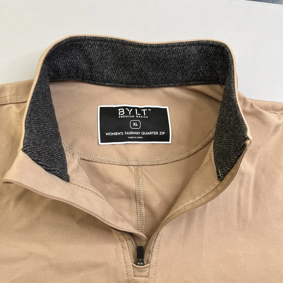 BYLT Jacket Womens X-Large Tan Fairway Quarter Zip Pullover Performance Golf - Image 3 of 4