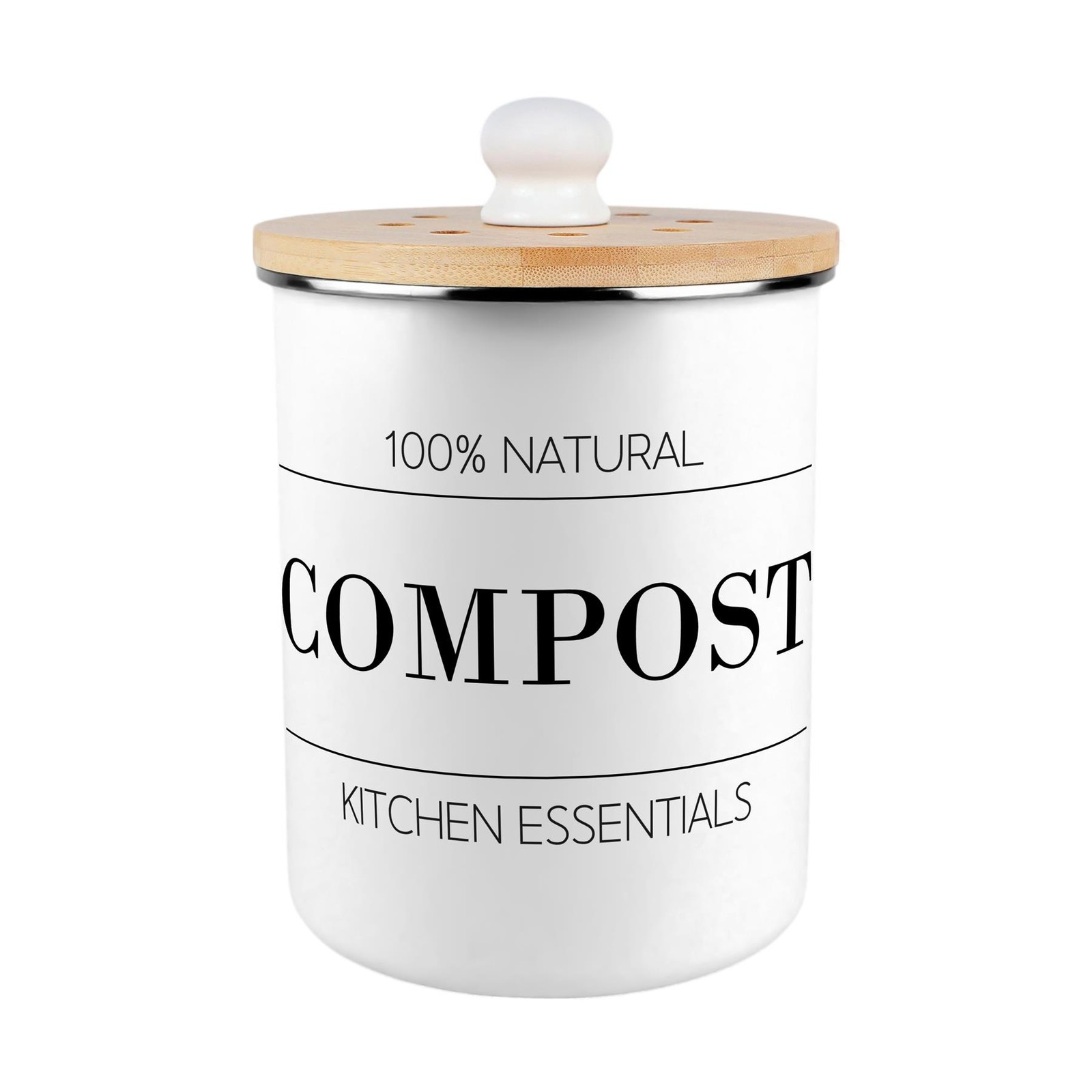 Minimalist Essentials Compost Caddy - Metal 2L Decorative Food Waste Bin Gift