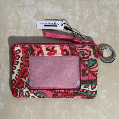 Vera Bradley Women's Coin Purse Floral  Zip Top ID Holder Keychain Pink NWT