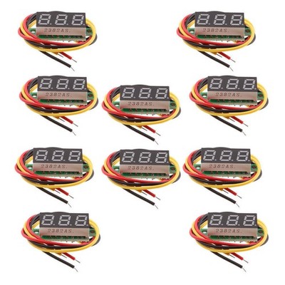 10pcs Mini Digital Voltmeter LED Panelmeter 3 Kabel, Messbereich DC 0-100V WT
