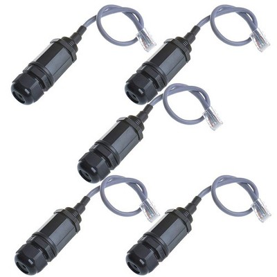 ANMBEST 5PCS M20 RJ45 Waterproof Cat5 8P8C Connector IP67 Ethernet LAN Black 