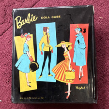 Mattel Barbie 1963 Vintage Black Plastic Carrying Case Handle Latch 3 Compart
