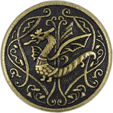 10 Pieces Spitfire Celtic Dragon Metal Shank Buttons. 25mm (1 inch) (Antique ...