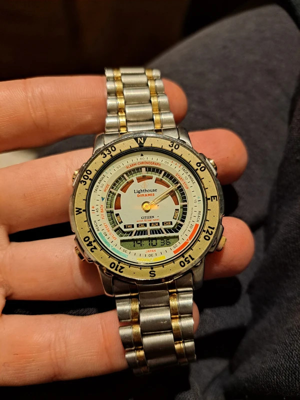 Rare Vintage Citizen Lighthouse DINAMIS C120 Ana-Digi Regatta Sailing Watch